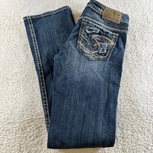 Silver Jeans Womens 27X33 Blue Tuesday Low Slim Boot Bootcut Distressed Denim
